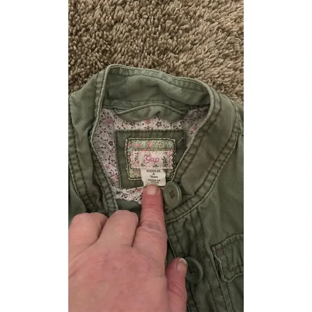 Gap Toddler Girls' Military Style Jacket Green Size 2T Casual Fall Wear